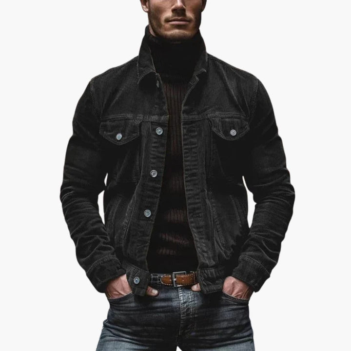 Männer Cordjacke mit Knopfverschluss und langen Ärmeln