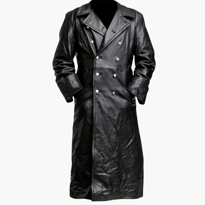 Trenchcoat für Herren mit doppelreihiger Vorderseite und langen Ärmeln