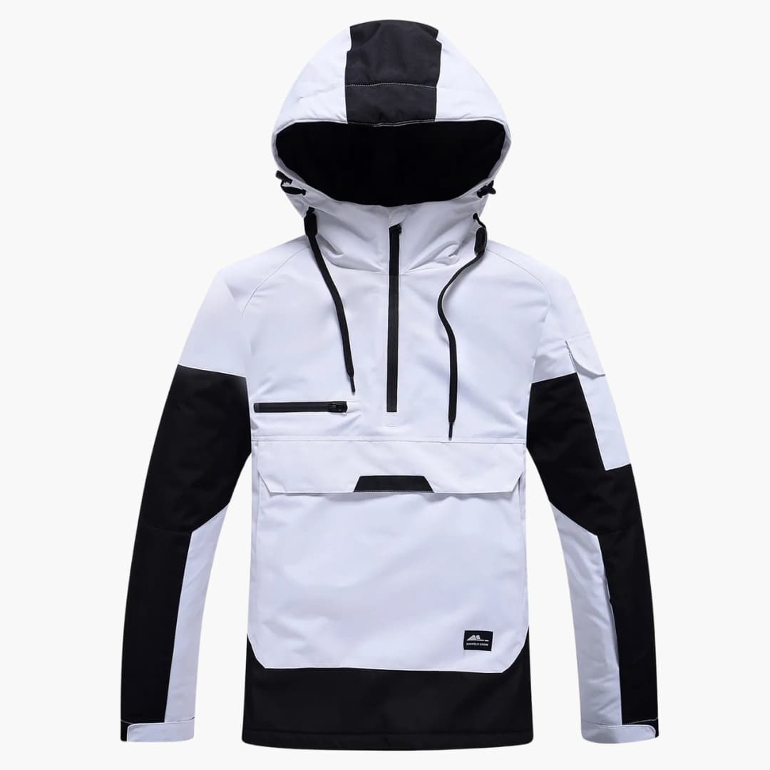 Unisex Skijacke mit verstellbarer Kapuze und Reißverschlusstaschen