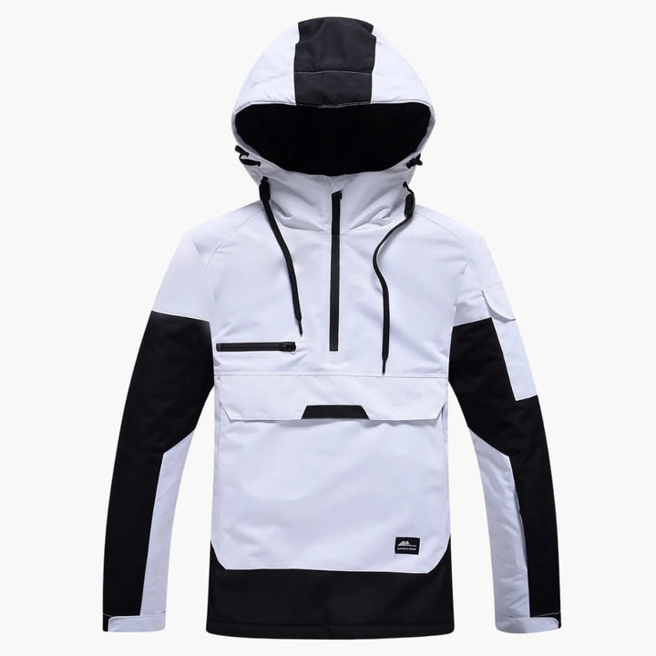 Unisex Skijacke mit verstellbarer Kapuze und Reißverschlusstaschen