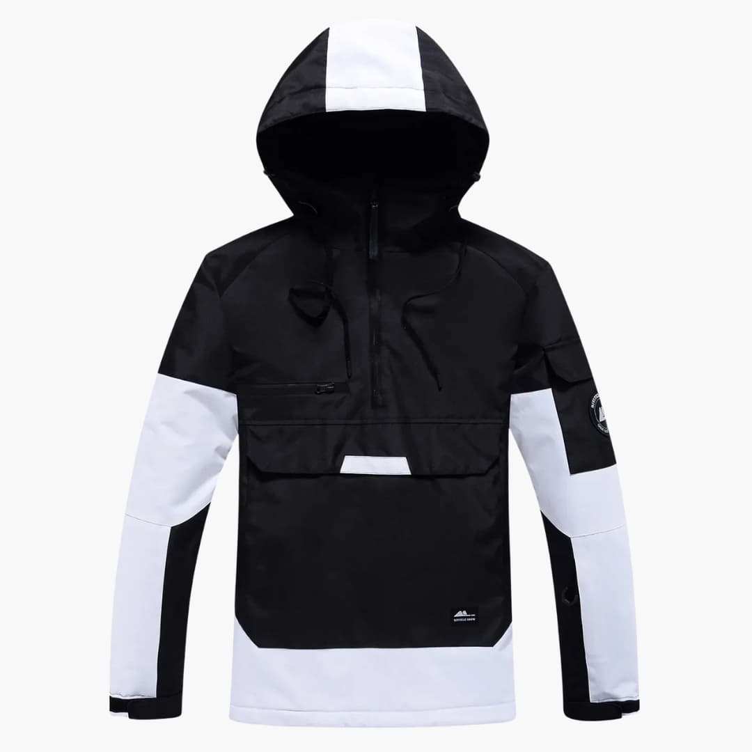 Unisex Skijacke mit verstellbarer Kapuze und Reißverschlusstaschen