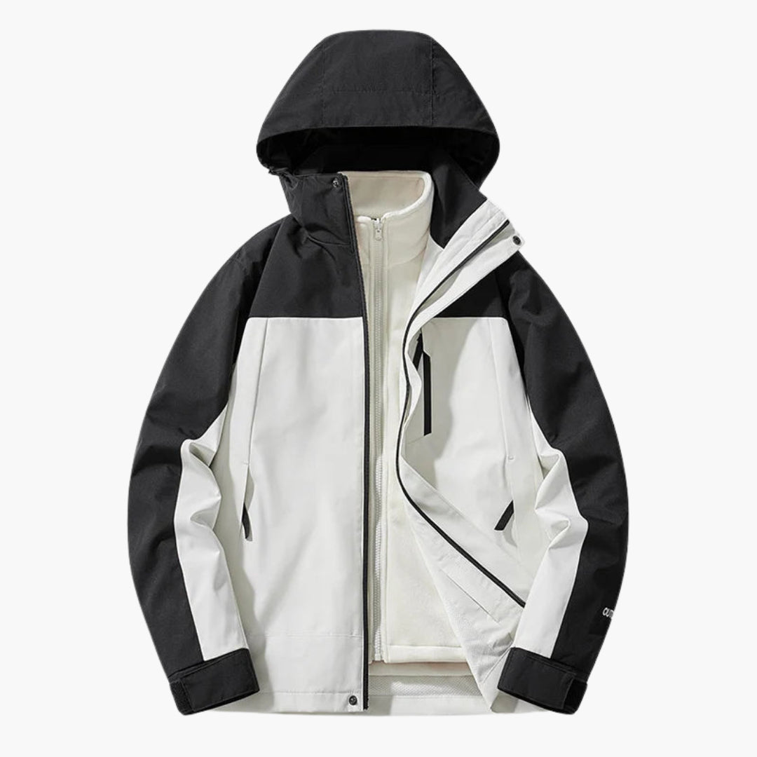 Unisex Skijacke mit verstellbarer Kapuze und praktischen Taschen