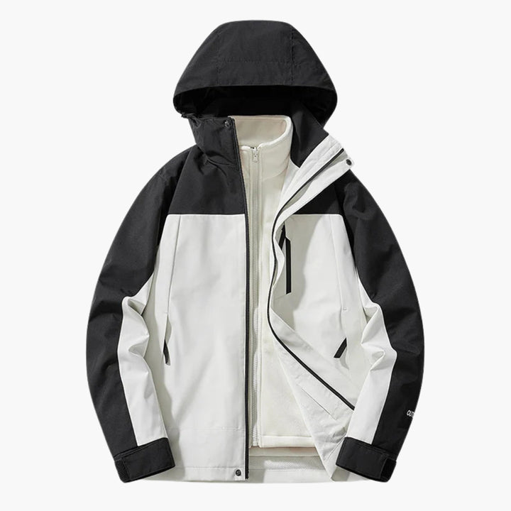 Unisex Skijacke mit verstellbarer Kapuze und praktischen Taschen