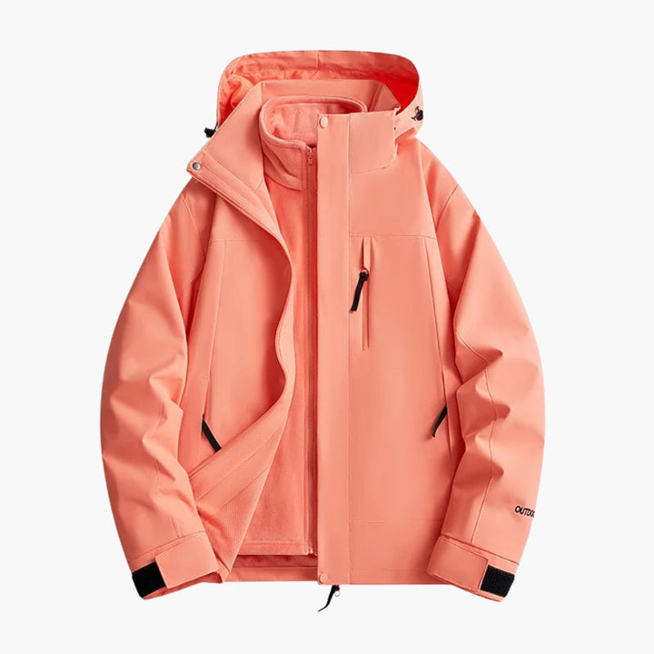 Unisex Skijacke mit verstellbarer Kapuze und praktischen Taschen