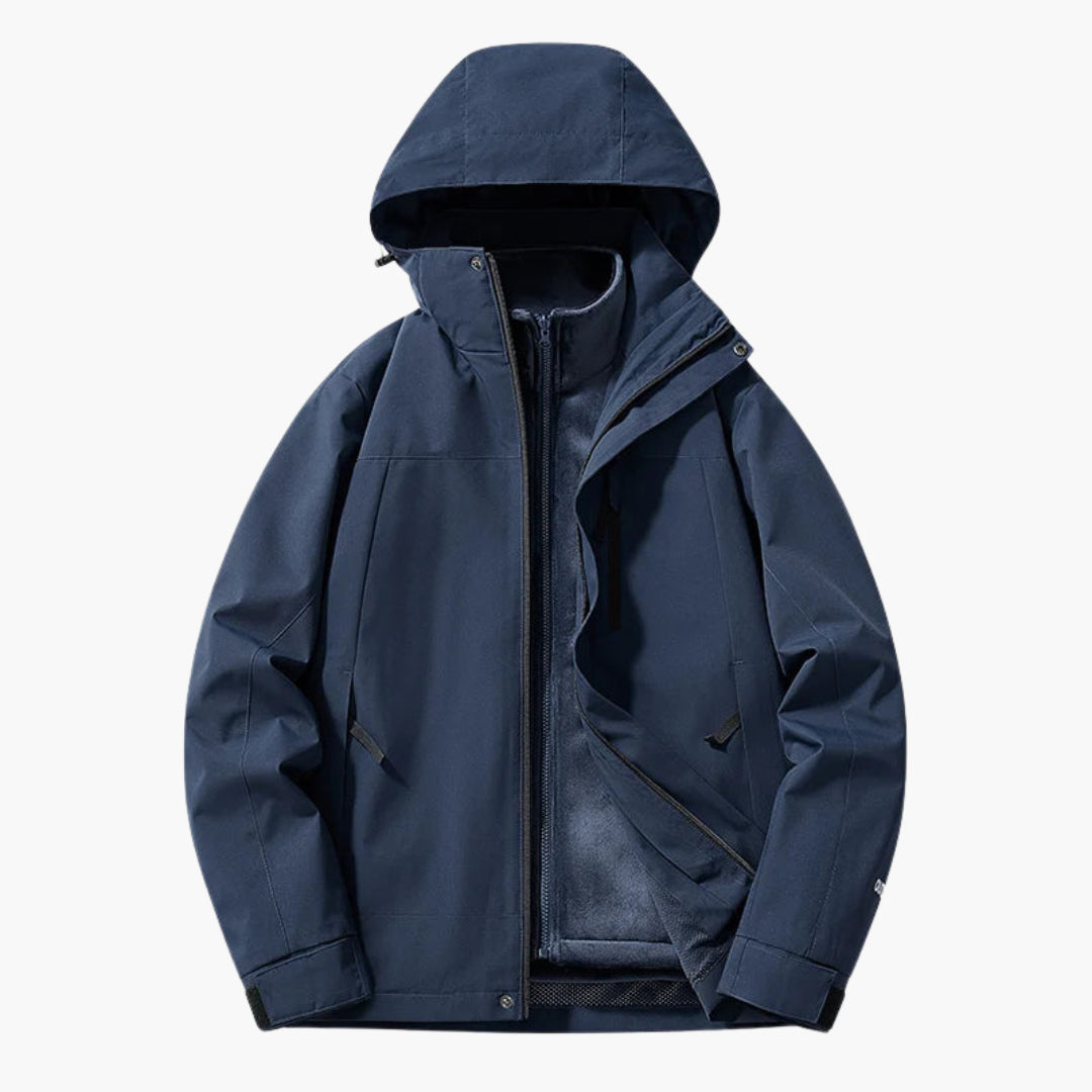 Unisex Skijacke mit verstellbarer Kapuze und praktischen Taschen