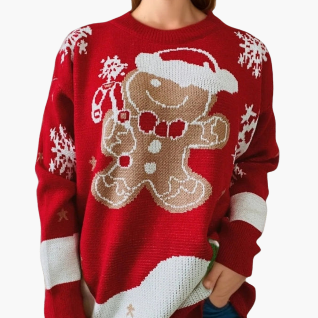 Weihnachtspullover für Damen mit Lebkuchenmotiv