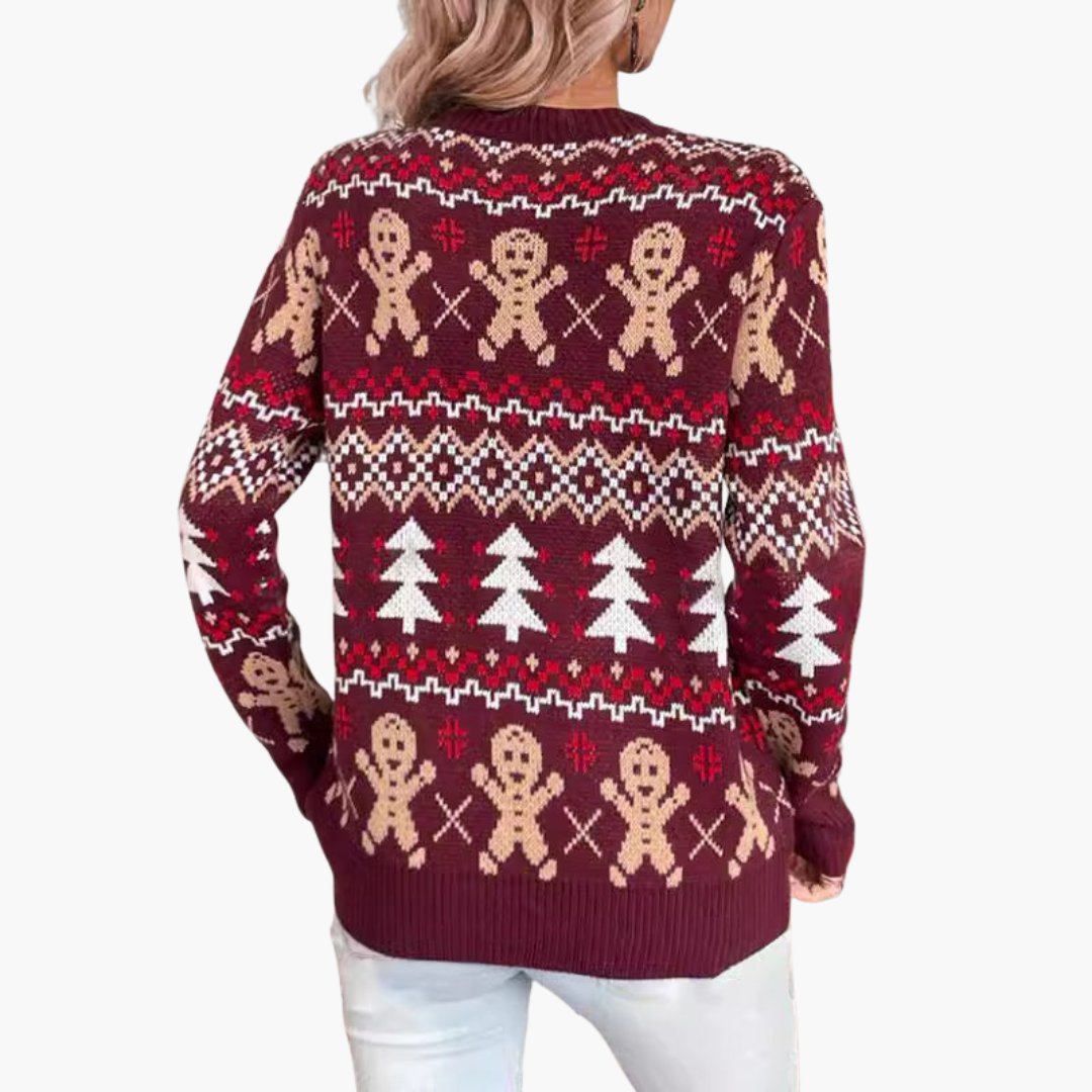 Weihnachtspullover für Damen mit Lebkuchenmotiv