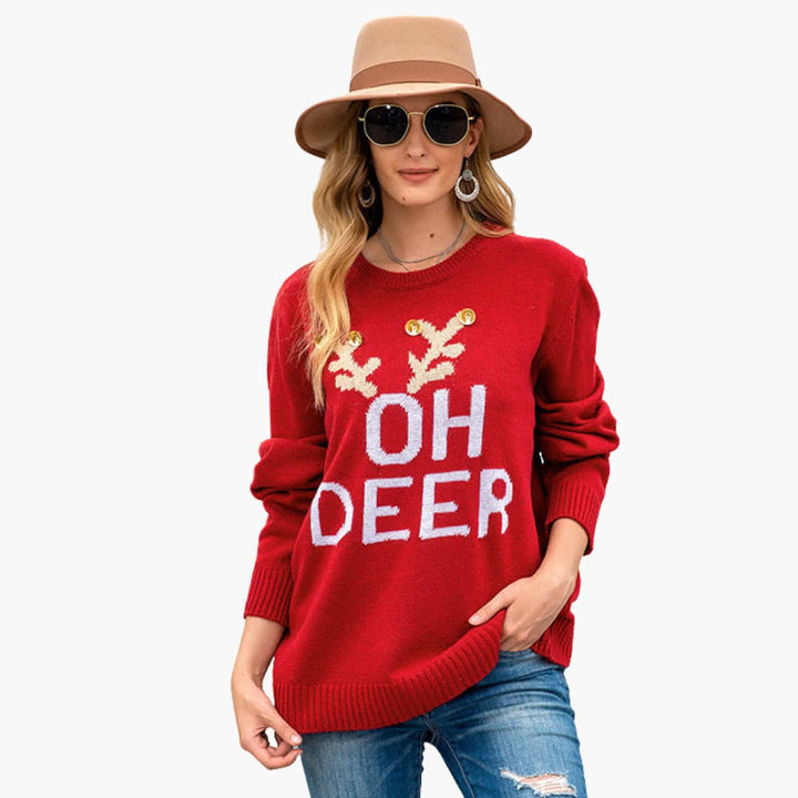 Weihnachtspullover für Damen mit Rentiermotiv