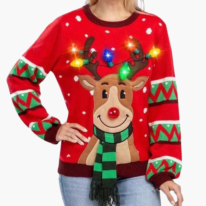 Weihnachtspullover für Damen mit Rentiermotiv