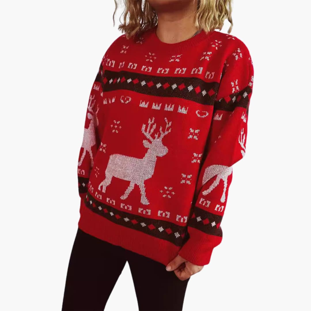 Weihnachtspullover für Damen mit Rentiermotiv