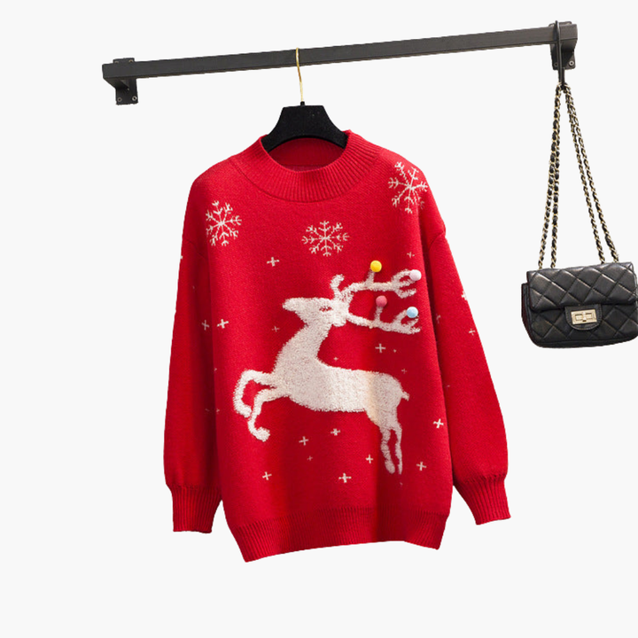 Weihnachtspullover für Damen mit Rentiermotiv