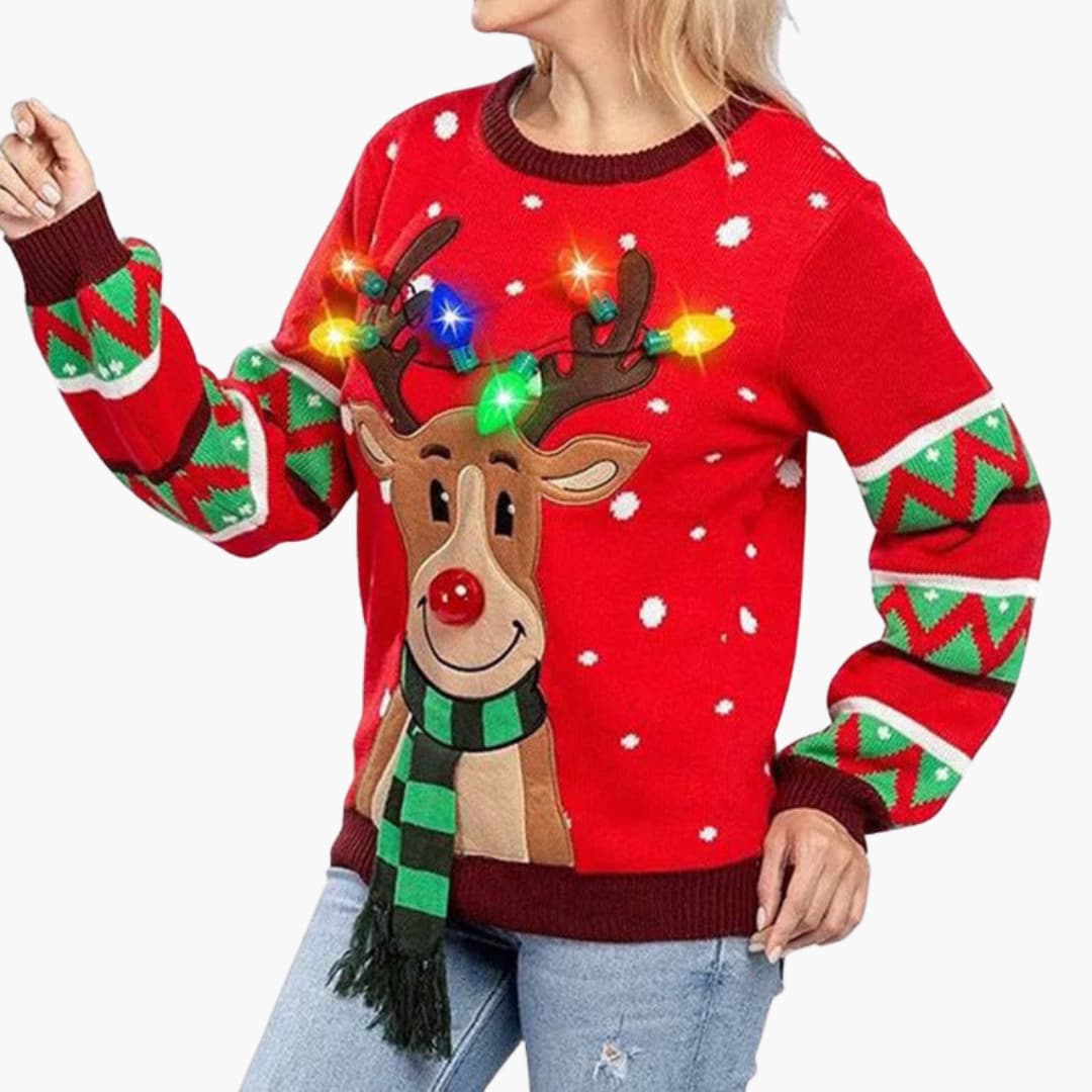 Weihnachtspullover für Damen mit Rentiermotiv