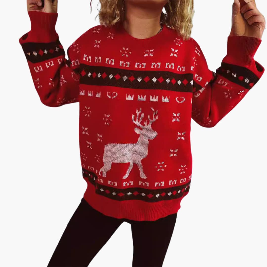 Weihnachtspullover für Damen mit Rentiermotiv