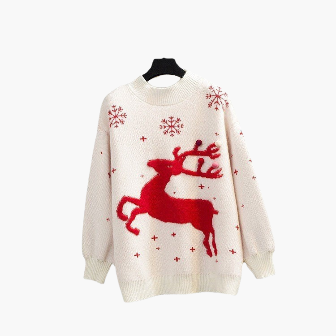 Weihnachtspullover für Damen mit Rentiermotiv