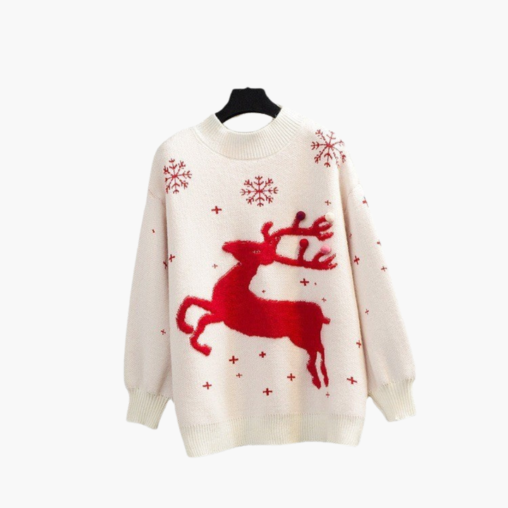 Weihnachtspullover für Damen mit Rentiermotiv
