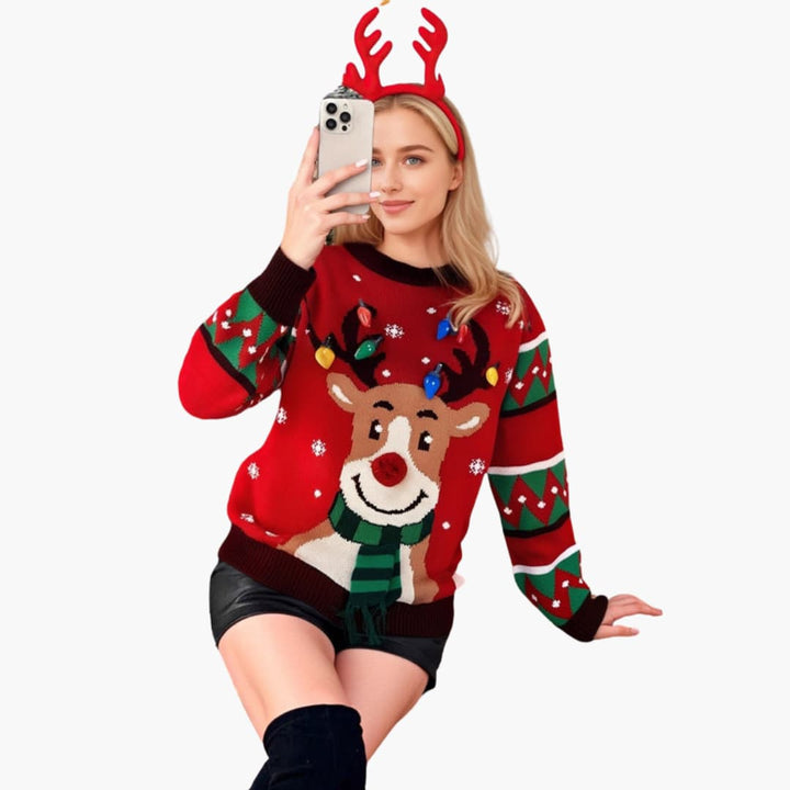 Weihnachtspullover für Damen mit Rentiermotiv