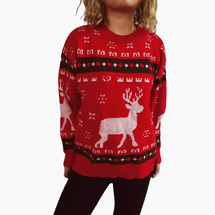 Weihnachtspullover für Damen mit Rentiermotiv