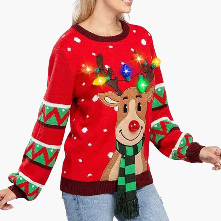 Weihnachtspullover für Damen mit Rentiermotiv