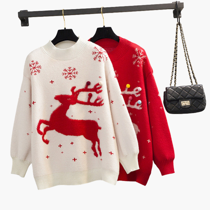 Weihnachtspullover für Damen mit Rentiermotiv