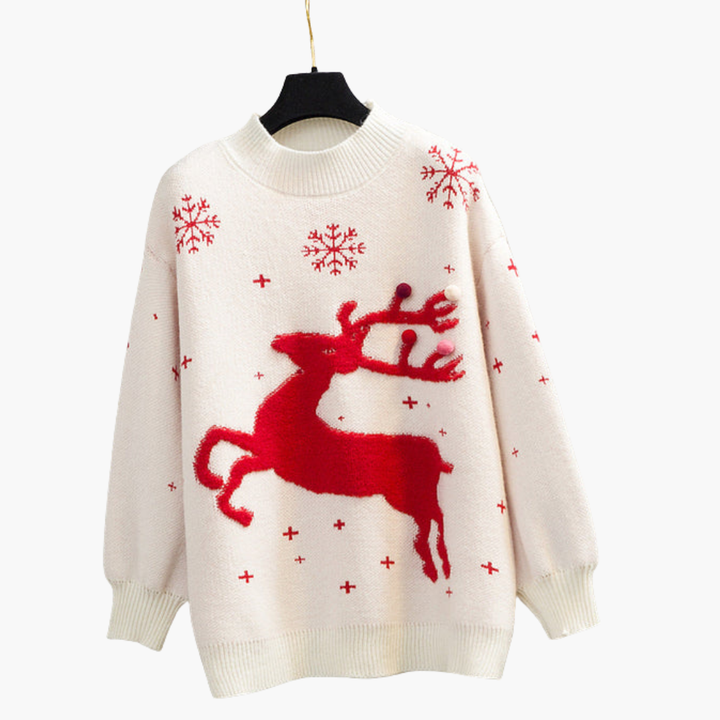 Weihnachtspullover für Damen mit Rentiermotiv