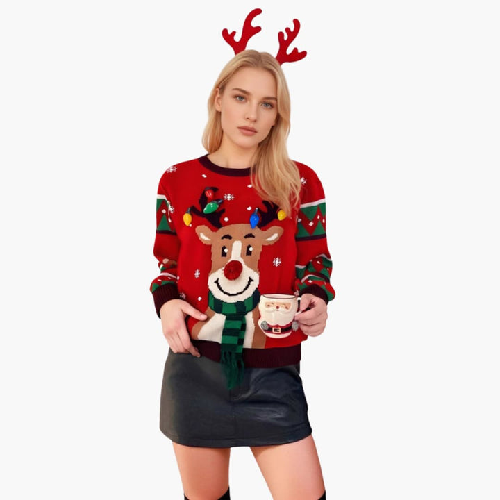 Weihnachtspullover für Damen mit Rentiermotiv