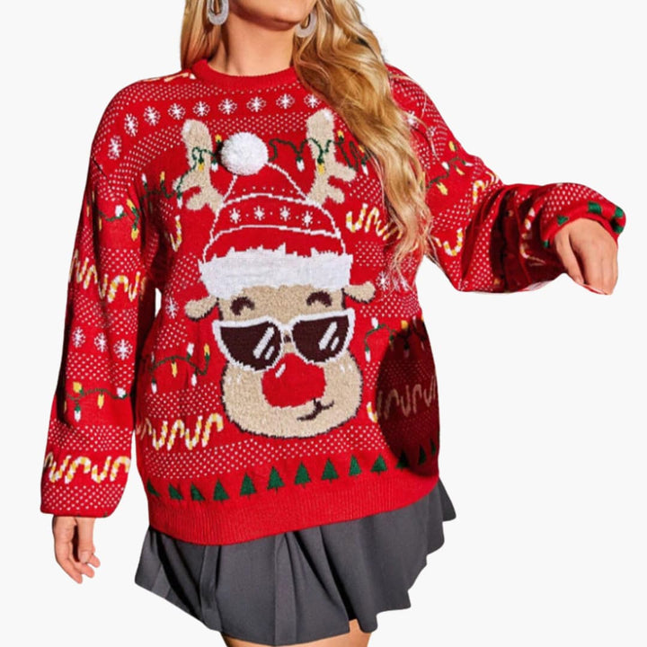 Weihnachtspullover für Damen mit Rentiermotiv
