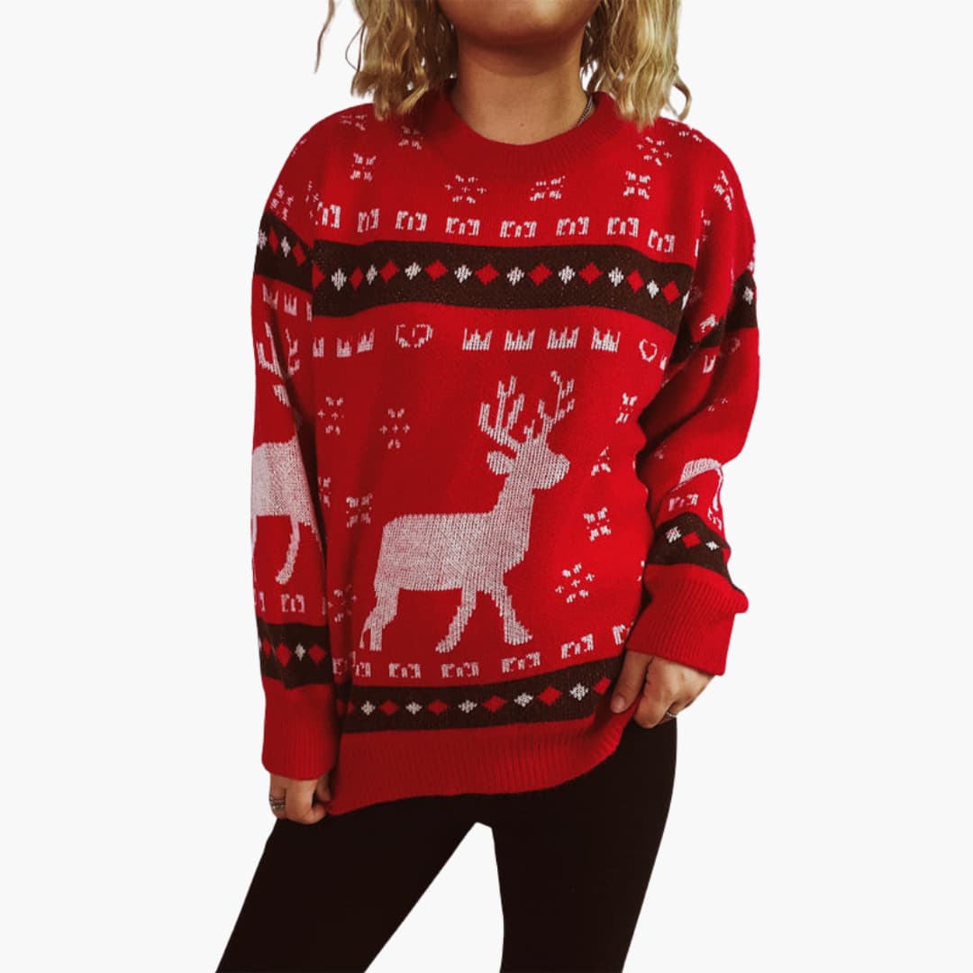 Weihnachtspullover für Damen mit Rentiermotiv