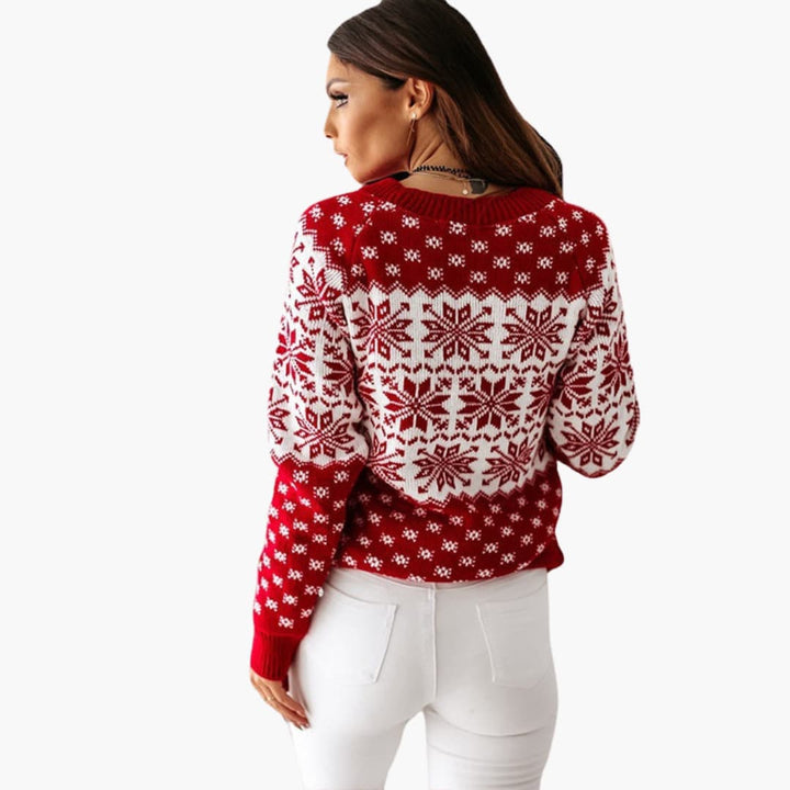 Weihnachtspullover für Damen mit Schneeflockenmotiv