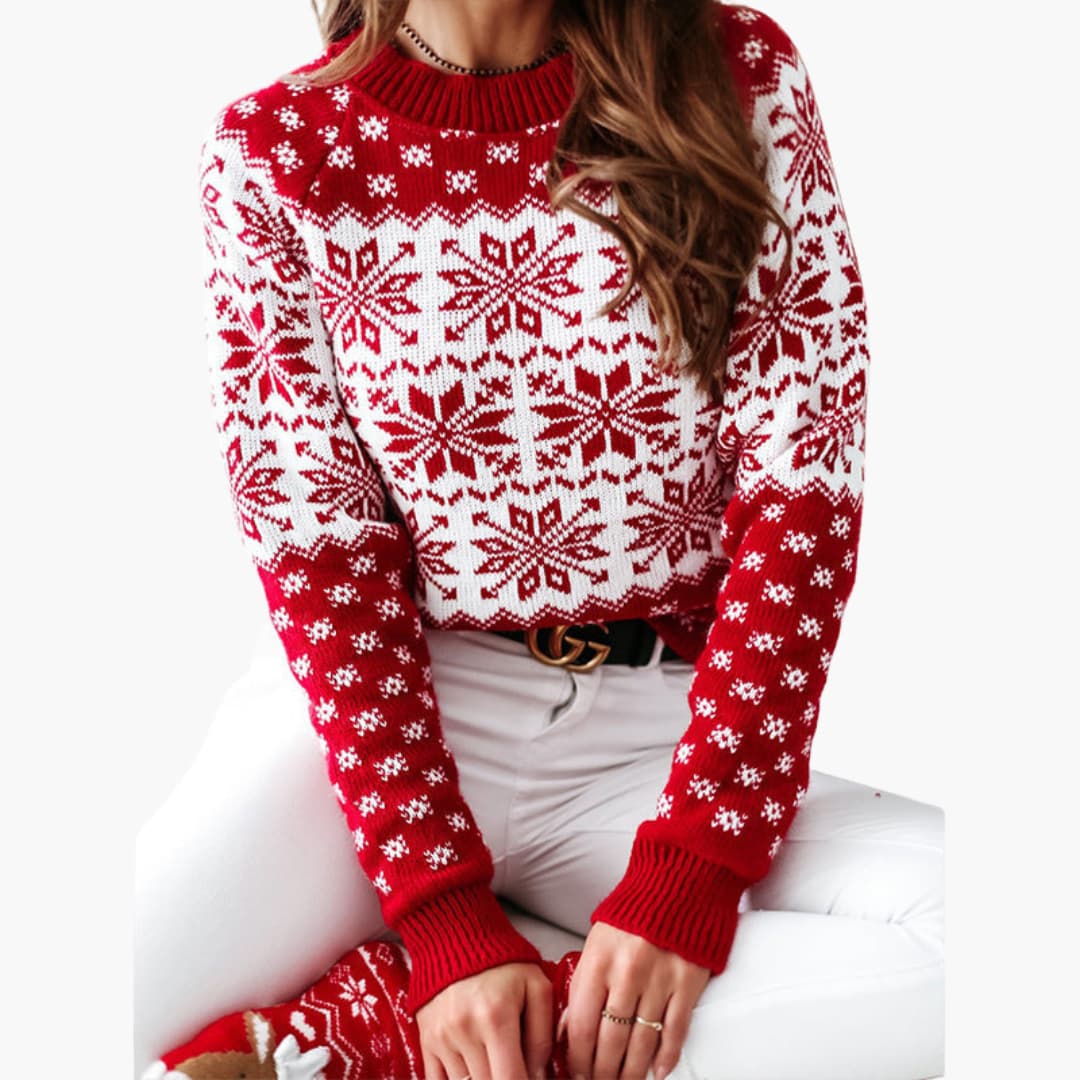 Weihnachtspullover für Damen mit Schneeflockenmotiv