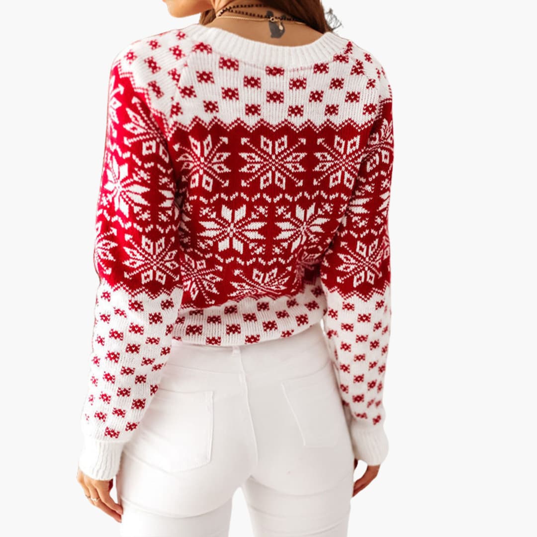 Weihnachtspullover für Damen mit Schneeflockenmotiv