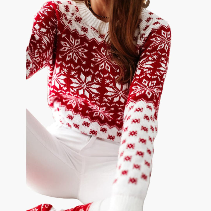 Weihnachtspullover für Damen mit Schneeflockenmotiv