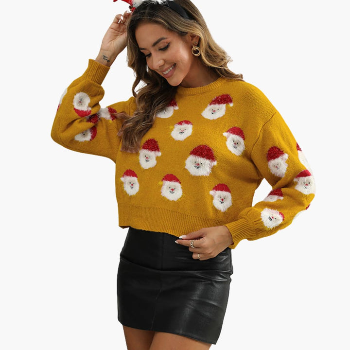 Weihnachtspullover für Damen mit Weihnachtsmannmotiv