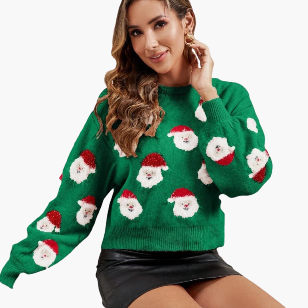 Weihnachtspullover für Damen mit Weihnachtsmannmotiv