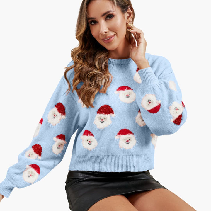 Weihnachtspullover für Damen mit Weihnachtsmannmotiv