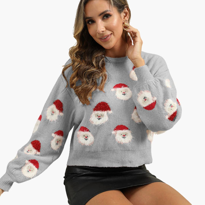 Weihnachtspullover für Damen mit Weihnachtsmannmotiv