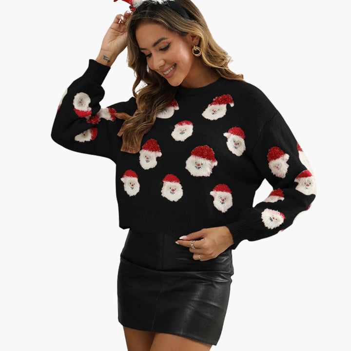 Weihnachtspullover für Damen mit Weihnachtsmannmotiv