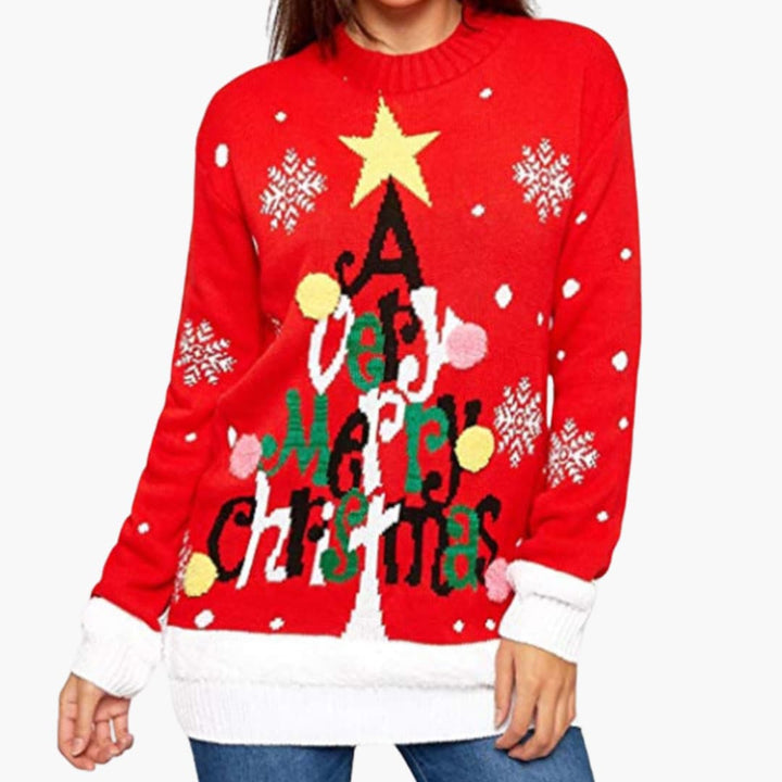 Weihnachtspullover für Damen mit festlichem Design und großem Motiv