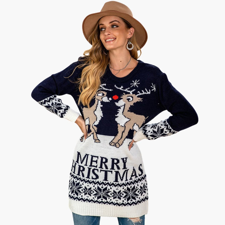 Weihnachts pullover für Damen mit festlichem Rentiermotiv