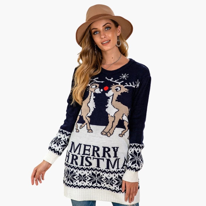 Weihnachts pullover für Damen mit festlichem Rentiermotiv