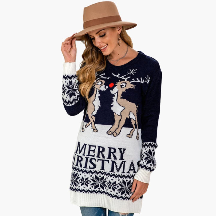 Weihnachts pullover für Damen mit festlichem Rentiermotiv