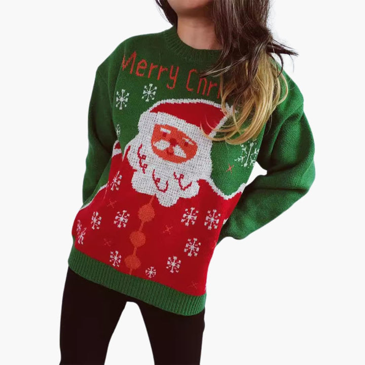 Weihnachtspullover für Damen mit festlichem Weihnachtsmann-Motiv