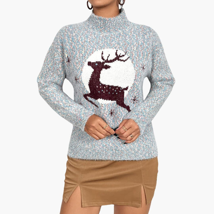 Weihnachtspullover für Damen mit hohem Kragen