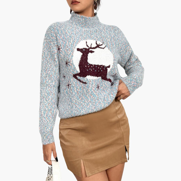 Weihnachtspullover für Damen mit hohem Kragen