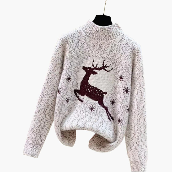 Weihnachtspullover für Damen mit hohem Kragen