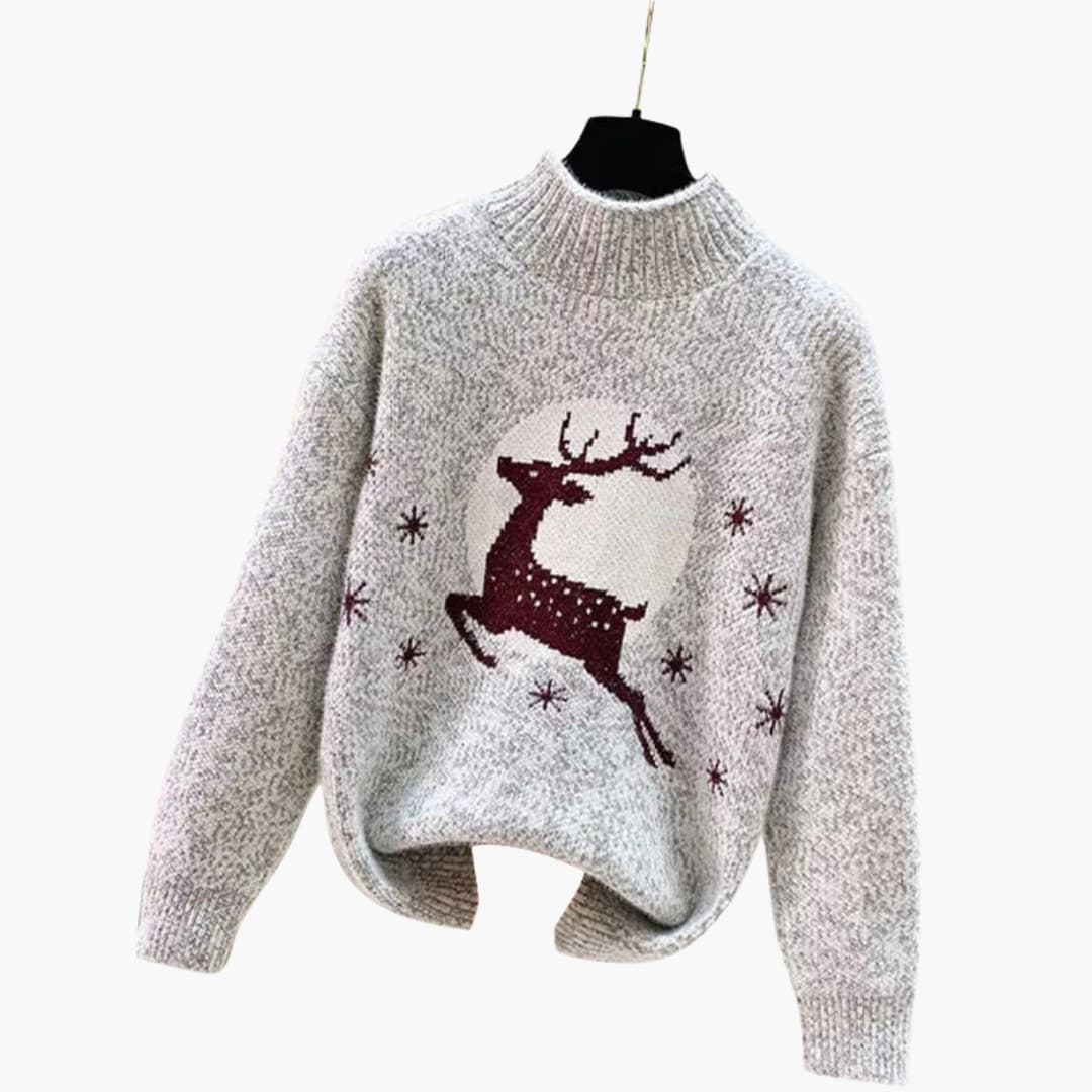 Weihnachtspullover für Damen mit hohem Kragen