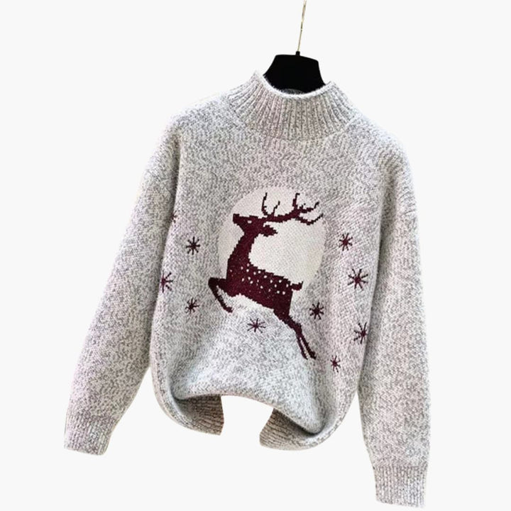 Weihnachtspullover für Damen mit hohem Kragen