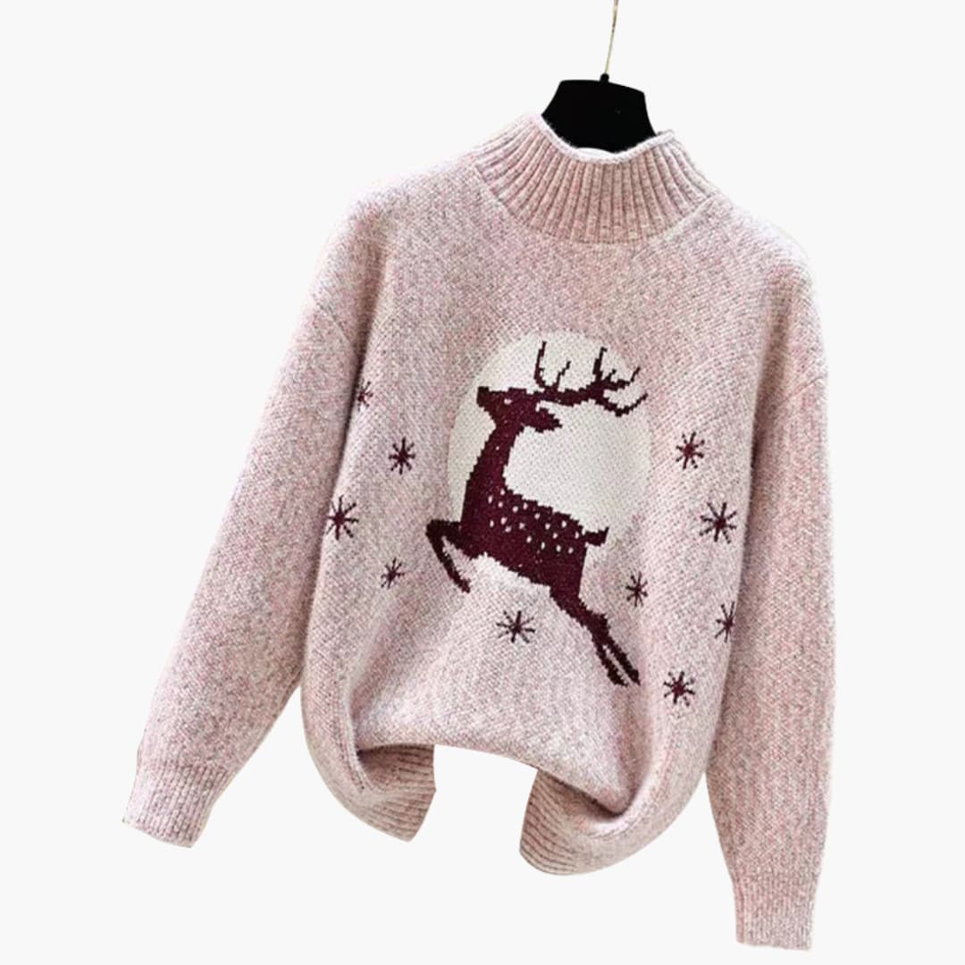 Weihnachtspullover für Damen mit hohem Kragen