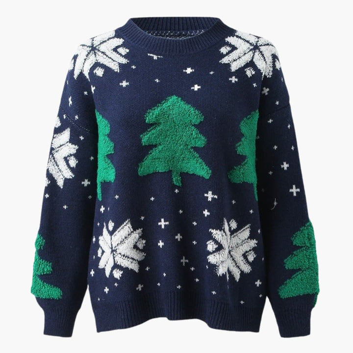 Weihnachtspullover für Damen mit saisonalem Baumdesign