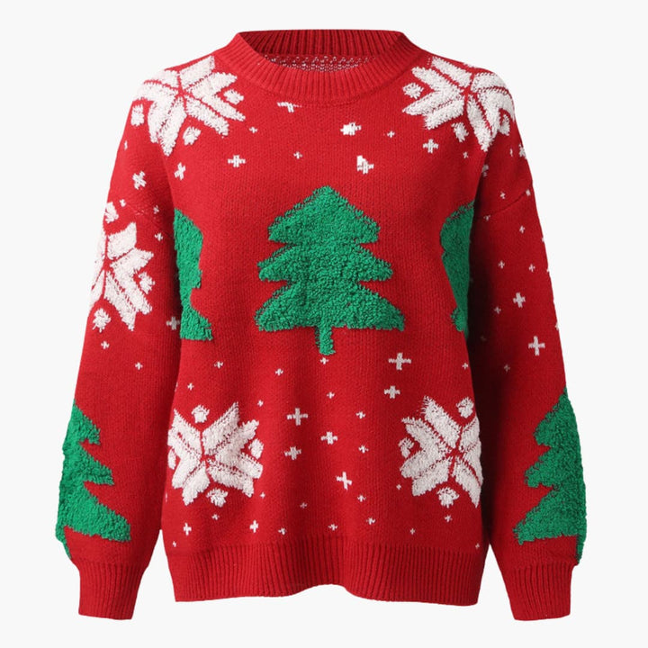 Weihnachtspullover für Damen mit saisonalem Baumdesign