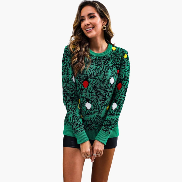 Weihnachtspullover für Damen mit verspieltem Baumdesign